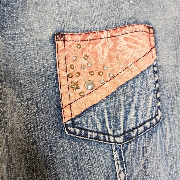 Harley-Davidson Denim Button Down Blouse 2X - Picture 4 of 7